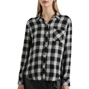 Rails Hunter Rayon Button Down Shirt Size S Midnight Snow Plaid NEW